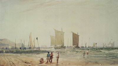 Französische Küste mit Fischerbooten, 19. Jahrhundert von Richard Parkes Bonington